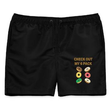 Schau dir mein Sixpack Donut Funny Donut Lover an - Männer Badeshorts - Schwarz - Vorne - AI Model Male 178 light (178cm)