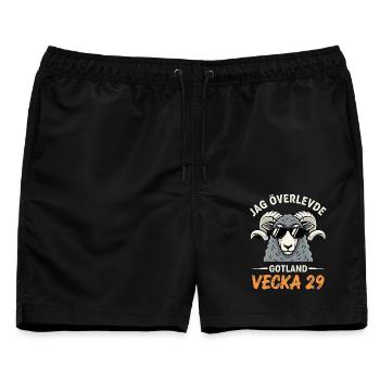Ich habe Gotland Woche 29 überlebt - Männer Badeshorts - Schwarz - Vorne - AI Model Male 178 light (178cm)