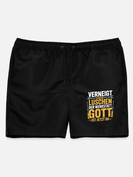 Verneigt euch Luschen der Werkstatt Gott ist da - Männer Badeshorts - Schwarz