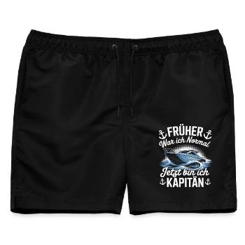 Kapitän - skipper - Männer Badeshorts - Schwarz - Vorne - AI Model Male 178 light (178cm)