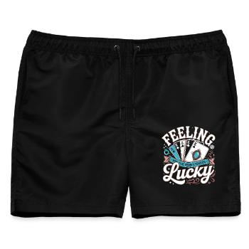 Glücksspiel Poker - Glückstag Pokern - Männer Badeshorts - Schwarz - Vorne - AI Model Male 178 light (178cm)