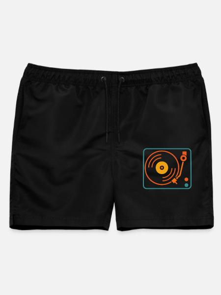 Analog Musik Vinyl Plattenspieler Retro - Männer Badeshorts - Schwarz