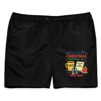 Büro-Weihnachtsfeier-Überlebenskit - Männer Badeshorts - Schwarz - Vorne - AI Model Male 178 light (178cm)