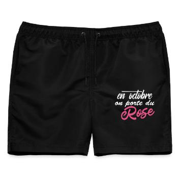 Im Oktober tragen wir Pink - Brustkrebs - Männer Badeshorts - Schwarz - Vorne - AI Model Male 178 light (178cm)