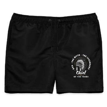 Papa Häuptling des Stammes-Kopfschmuck-Designs - Männer Badeshorts - Schwarz - Vorne - AI Model Male 178 light (178cm)