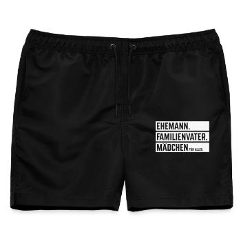 Ehemann Familienvater Mädchen Für Alles, Balken W - Männer Badeshorts - Schwarz - Vorne - AI Model Male 178 light (178cm)