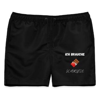 Schokolade Shirt – Ich brauche Schokolade - Männer Badeshorts - Schwarz - Vorne - AI Model Male 178 light (178cm)