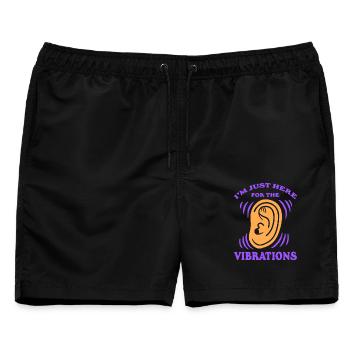 Gehörlos Gehörloser Just Here For The Vibrations - Männer Badeshorts - Schwarz - Vorne - AI Model Male 178 light (178cm)