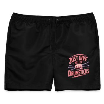Cardio Drummer Kardio Trommeln - Männer Badeshorts - Schwarz - Vorne - AI Model Male 178 light (178cm)