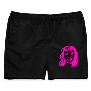 Split Face Kontrast - Männer Badeshorts - Schwarz - Vorne - AI Model Male 178 light (178cm)