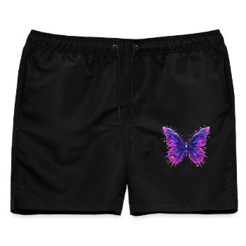 3D Kristall-Schmetterling – Chromeffekt - Männer Badeshorts - Schwarz - Vorne - AI Model Male 178 light (178cm)