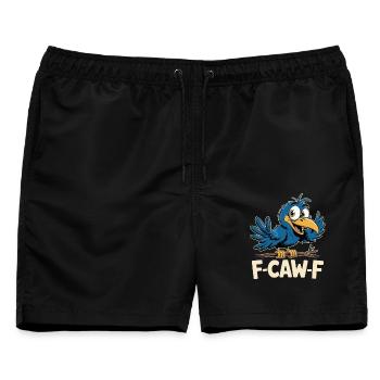 F-Caw-F Meme Krähe - Männer Badeshorts - Schwarz - Vorne - AI Model Male 178 light (178cm)