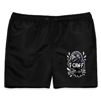 F-Caw-F Meme Krähe - Männer Badeshorts - Schwarz - Vorne - AI Model Male 178 light (178cm)