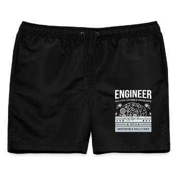 INGENIEUR – Unsichtbare Probleme lösen T-Shirt - Männer Badeshorts - Schwarz - Vorne - AI Model Male 178 light (178cm)