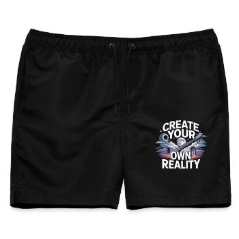 Eigene Realität Gestalten - Männer Badeshorts - Schwarz - Vorne - AI Model Male 178 light (178cm)