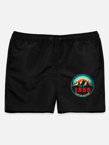 1955 Jahrgang Vintage Retro Geburtstag Geschenk - Männer Badeshorts - Schwarz