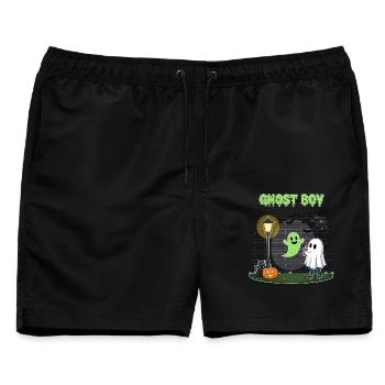 Geisterjunge Halloween Szene - Männer Badeshorts - Schwarz - Vorne - AI Model Male 178 light (178cm)