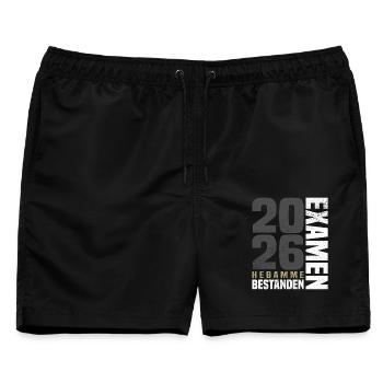 Hebamme Examen Bestanden 2026 - Männer Badeshorts - Schwarz - Vorne - AI Model Male 178 light (178cm)