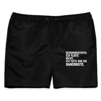 Beziehungsstatus: Ich Flirte Nicht - Männer Badeshorts - Schwarz - Vorne - AI Model Male 178 light (178cm)