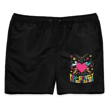 Pfotenhaft der beste Lehrer-Hunde-Liebhaber - Männer Badeshorts - Schwarz - Vorne - AI Model Male 178 light (178cm)