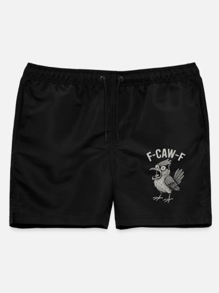 F-Caw-F Krähenkarikatur - Männer Badeshorts - Schwarz