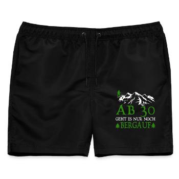 AB30 Geburtstag Geht Es Nur Noch Bergauf - Männer Badeshorts - Schwarz - Vorne - AI Model Male 178 light (178cm)