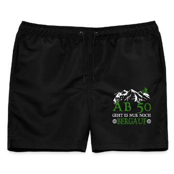 Ab 50 Geht es nur noch Bergauf 50 Geburtstag Biker - Männer Badeshorts - Schwarz - Vorne - AI Model Male 178 light (178cm)