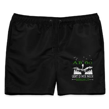 Ab 60 Geht es nur noch Bergauf Geburtstag - Männer Badeshorts - Schwarz - Vorne - AI Model Male 178 light (178cm)