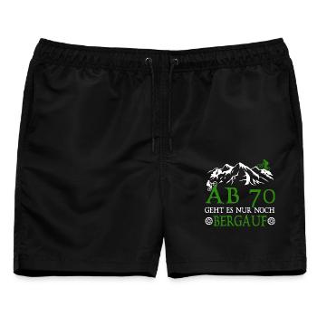 Ab 70 Geht es nur noch Bergauf Geburtstag Biker - Männer Badeshorts - Schwarz - Vorne - AI Model Male 178 light (178cm)