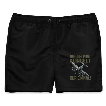 Die Luftpost Klingelt Nur Einmal Flugzeug - Männer Badeshorts - Schwarz - Vorne - AI Model Male 178 light (178cm)