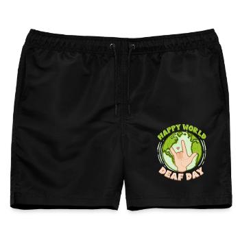 ASL Dolmetscher Gebärdensprache World Deaf Day - Männer Badeshorts - Schwarz - Vorne - AI Model Male 178 light (178cm)