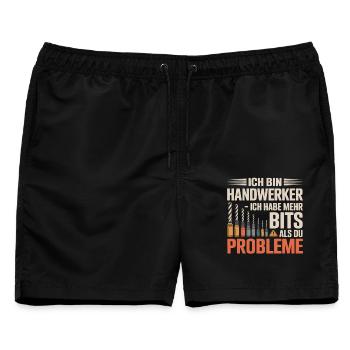 Ich bin Handwerker – Mehr Bits - Männer Badeshorts - Schwarz - Vorne - AI Model Male 178 light (178cm)