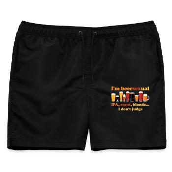 Ich bin ein biersexueller Biertrinker - Männer Badeshorts - Schwarz - Vorne - AI Model Male 178 light (178cm)