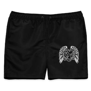 Flügelkette66 Symbolik - Männer Badeshorts - Schwarz - Vorne - AI Model Male 178 light (178cm)