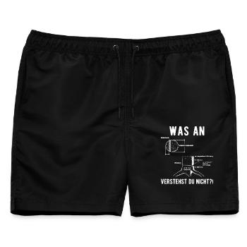 Forstwirt Förster Holzfäller lustiger Spruch - Männer Badeshorts - Schwarz - Vorne - AI Model Male 178 light (178cm)