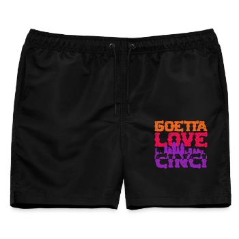 Goetta Love Cinci Wurst - Männer Badeshorts - Schwarz - Vorne - AI Model Male 178 light (178cm)