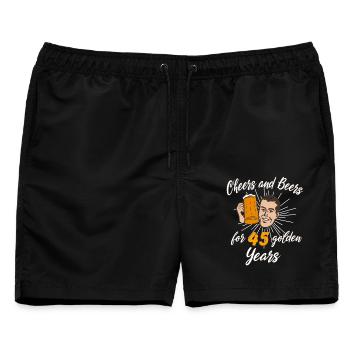 Cheers and Beer for 45 golden Years - Männer Badeshorts - Schwarz - Vorne - AI Model Male 178 light (178cm)