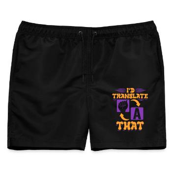 ASL Dolmetscher Gebärdensprache I'd Translate That - Männer Badeshorts - Schwarz - Vorne - AI Model Male 178 light (178cm)