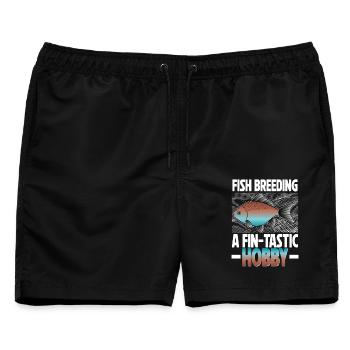 Fischzüchter Aquarianer Fischzucht - Männer Badeshorts - Schwarz - Vorne - AI Model Male 178 light (178cm)
