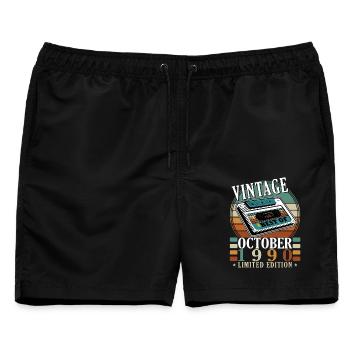 Oktober 1990 Geburtstagsgeschenk - Oktober 1990 - Männer Badeshorts - Schwarz - Vorne - AI Model Male 178 light (178cm)