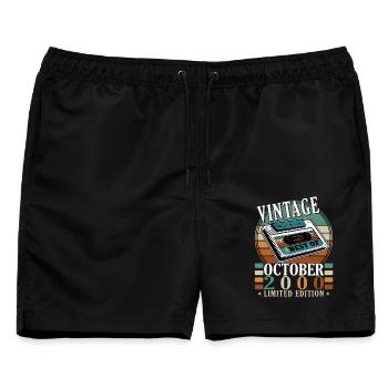 Oktober 2000 Jubiläum 2000 Oktober - Männer Badeshorts - Schwarz - Vorne - AI Model Male 178 light (178cm)