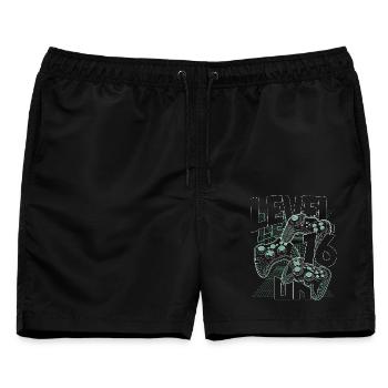 Level Up Retro-Controller Grafik 16. Geburtstag - Männer Badeshorts - Schwarz - Vorne - AI Model Male 178 light (178cm)