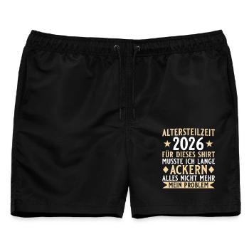 Altersteilzeit 2026 - Lange Ackern Angehende Rente - Männer Badeshorts - Schwarz - Vorne - AI Model Male 178 light (178cm)