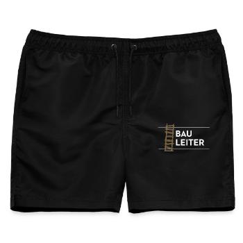 Bauleiter – Lustiges Bauarbeiter Wortspiel - Männer Badeshorts - Schwarz - Vorne - AI Model Male 178 light (178cm)