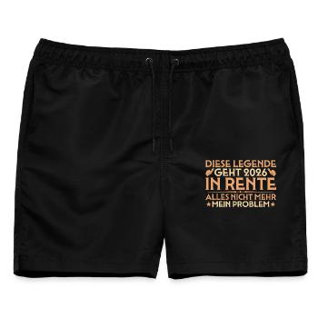 Rente 2026 Kollege Abschied - Rentner - Männer Badeshorts - Schwarz - Vorne - AI Model Male 178 light (178cm)