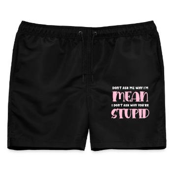 Ich bin gemein – freche Pink Typo - Männer Badeshorts - Schwarz - Vorne - AI Model Male 178 light (178cm)