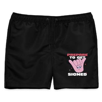 ASL Gebärdensprache Prepare To Get Signed - Männer Badeshorts - Schwarz - Vorne - AI Model Male 178 light (178cm)