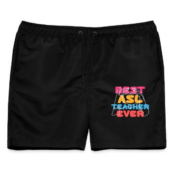 ASL Dolmetscher Gebärdensprache Best ASL Teacher - Männer Badeshorts - Schwarz - Vorne - AI Model Male 178 light (178cm)