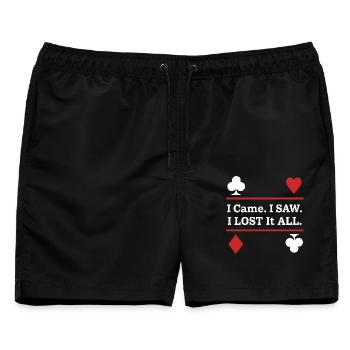 Ich kam. Ich sah. Ich verlor alles – Spielkarten - Männer Badeshorts - Schwarz - Vorne - AI Model Male 178 light (178cm)