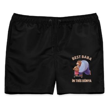 Best Baba - Türk Baba Vatertag Bär Design - Männer Badeshorts - Schwarz - Vorne - AI Model Male 178 light (178cm)